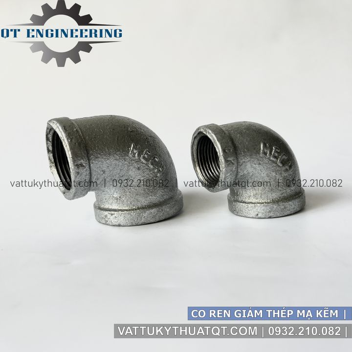 Co giảm ren thép mạ kẽm, co giảm ren mạ kẽm 90 độ | vattukythuatqt.com
