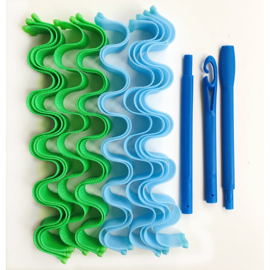 Lô uốn tóc xoăn gợn sóng Retro không dùng nhiệt - Bộ 12 Ống Dài 25cm - Dụng cụ làm tóc