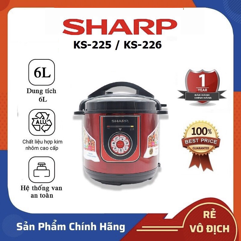 Nồi áp suất điện đa năng sharp thái lan dung tích 6 lít - ks-226 - bh 12 tháng