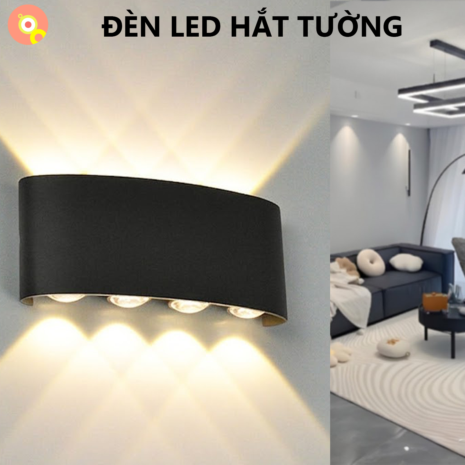 Đèn Hắt Tường 6W/8W, Lắp Đặt Dễ Dàng, Trang Trí Trong Nhà Ngoài Trời, Chống Nước IP65, Chất Liệu Bền