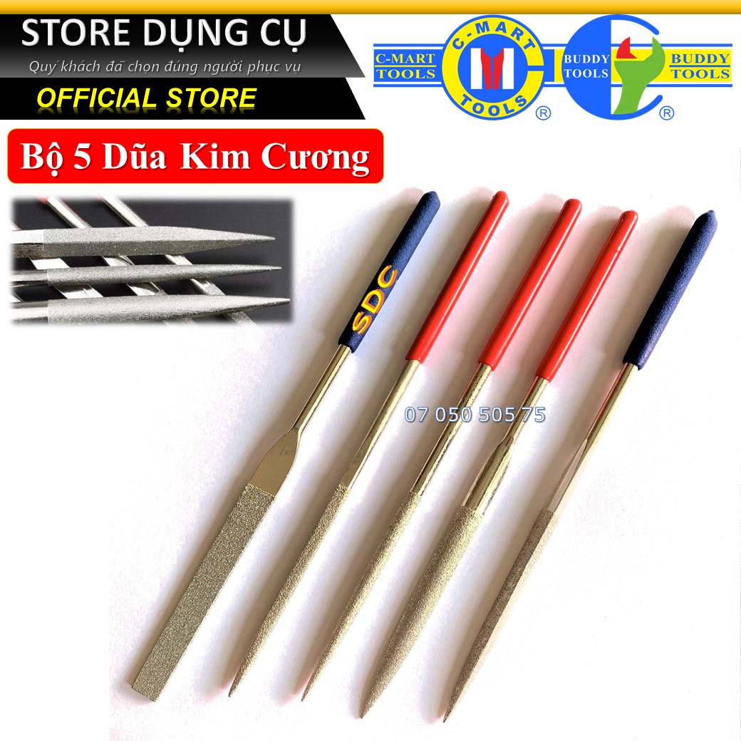 Bộ 5 cái dũa kim cho thợ kim hoàn, đồ thủ công đá thủy tinh kim loại chạm khắc gỗ kim cương cao cấp taiwan buddy bg0033 | bg0034 | bg0035 | bg0036 | bg0037