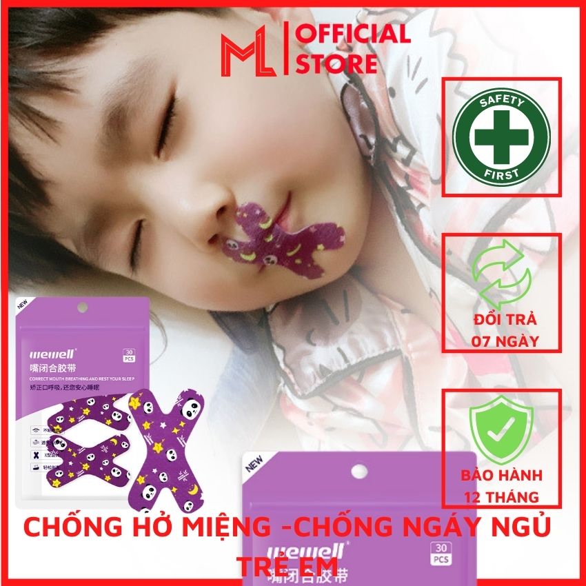 Miếng Dán Chống Hở Miệng Khi Ngủ Wewell M1, Băng Dính Dán Miệng Chống Ngáy Ngủ Giúp Con Bạn Làm Quen Và Thở Bằng Mũi Không Gây Khô Miệng Không Có Tiếng Ngáy, Giúp Bạn Ngon Giấc Hơn, Dụng Cụ Hỗ Trợ Giảm Ngáy Ngủ Nhật Bản MinhLong