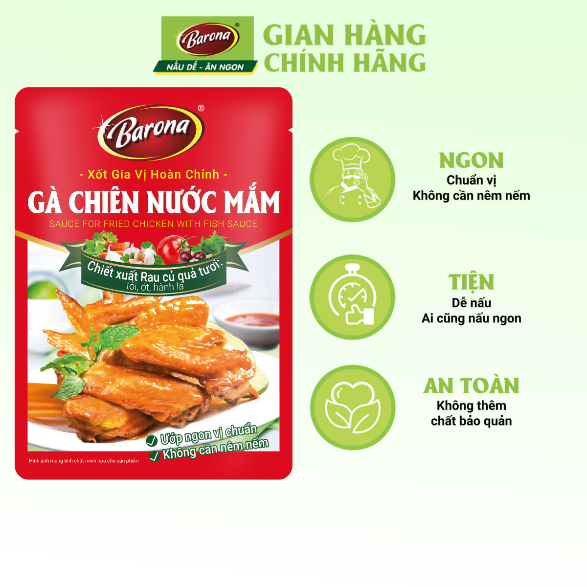Gia Vị Gà Chiên Nước Mắm Barona 80g ướp ngon chuẩn vị không cần nêm nếm