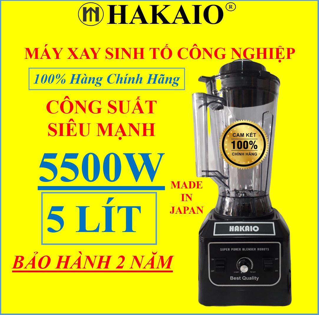 Máy xay sinh tố công nghiệp hakaio 5000w bảo hành 2 năm đa năng xay công suất lớn bộ 6 lưỡi dao xay đá,xay hạt cứng,xay mọi loại thực phẩm hàng chính hãng hakaio