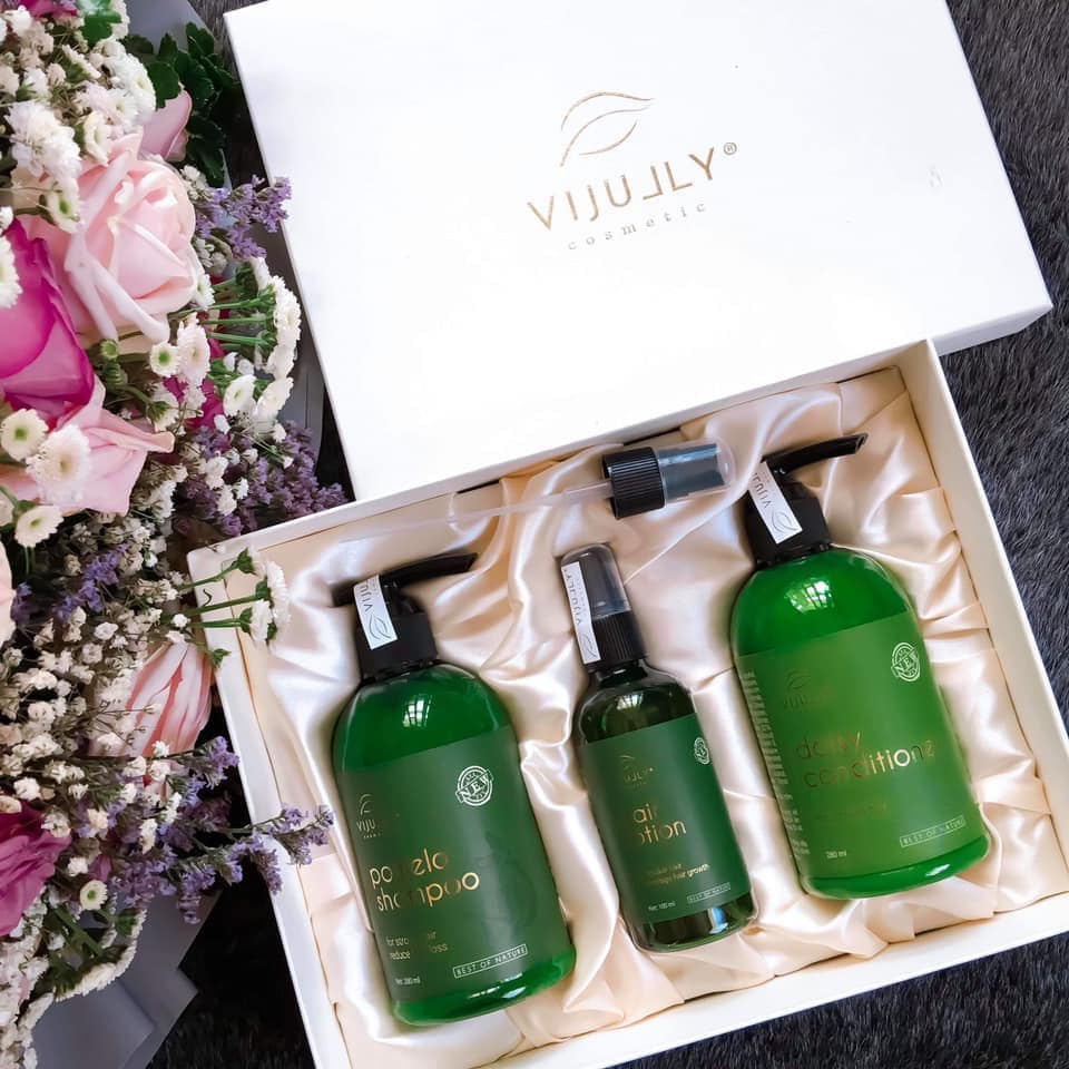 [HCM]Combo Vi Jully Dầu Gội - Dầu Xã - Dầu Xịt tinh dầu bưởi nguyên chất 100%