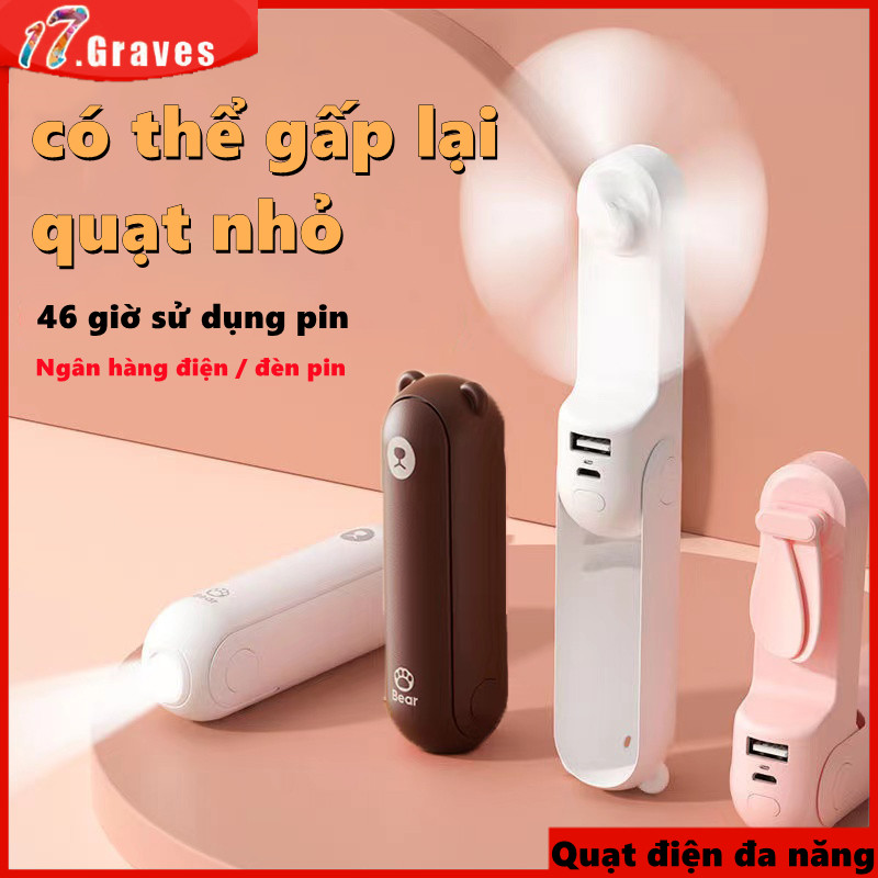 JISULIFE Quạt Mini USB Cầm Tay 4800mAh Xách Tay Pocket Làm Mát Có Thể Gập Lại Thì Thầm Yên Tĩnh Led Ánh Sáng Cầm Tay,Quạt Cầm Tay Mini Đa Năng 3 Trong 1 - Quạt Tích Điện Cầm Tay Kiêm Đèn Pin Và Sạc Dự Phòng