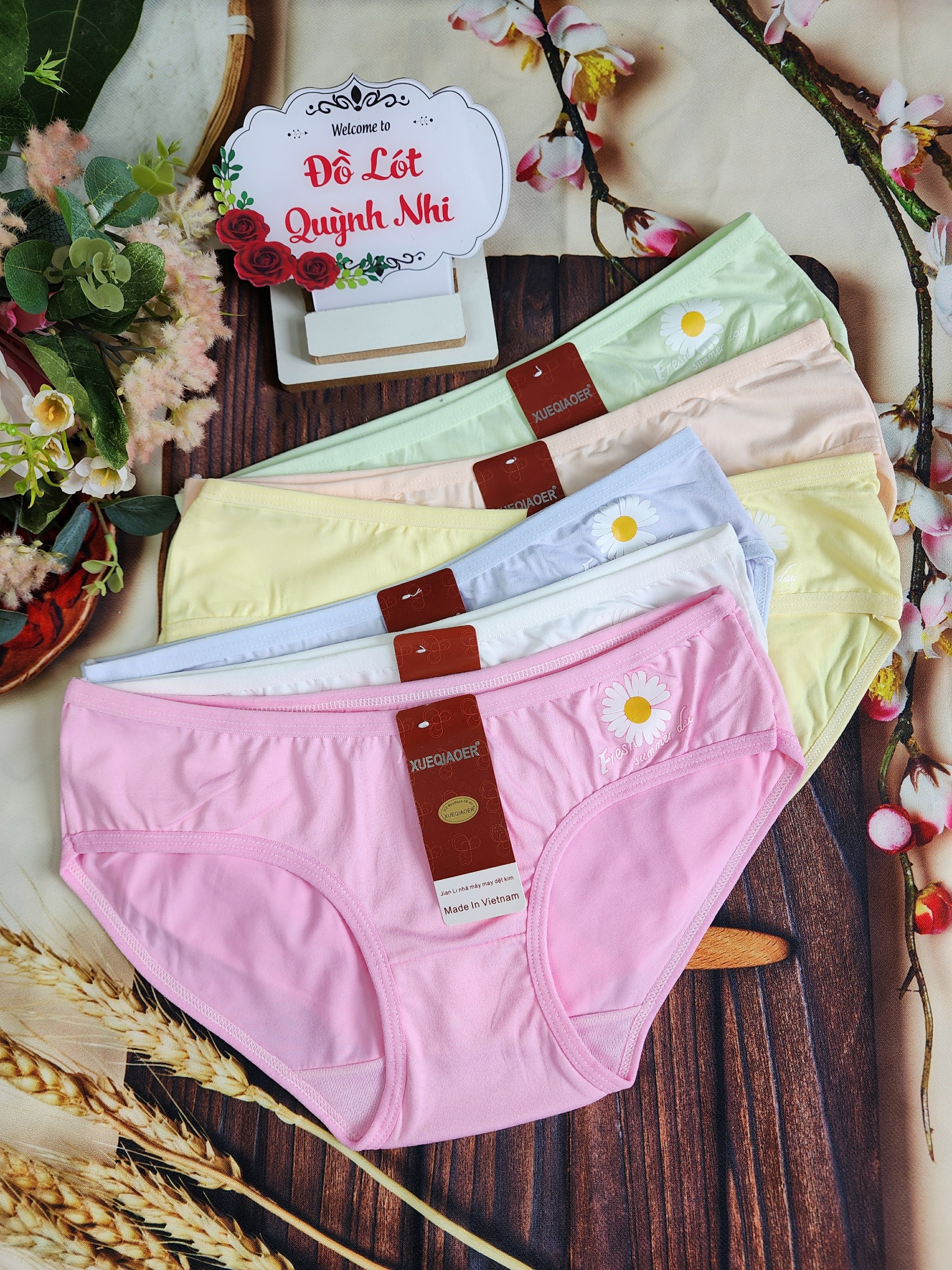 Combo 10 Quần Lót Nữ Cotton Nữ Hoa Cúc Co Giản Thoáng Mát Thấm Hút Mồ Hôi Size 40 - 55 Kg [226] - Đồ Lót Quỳnh Nhi