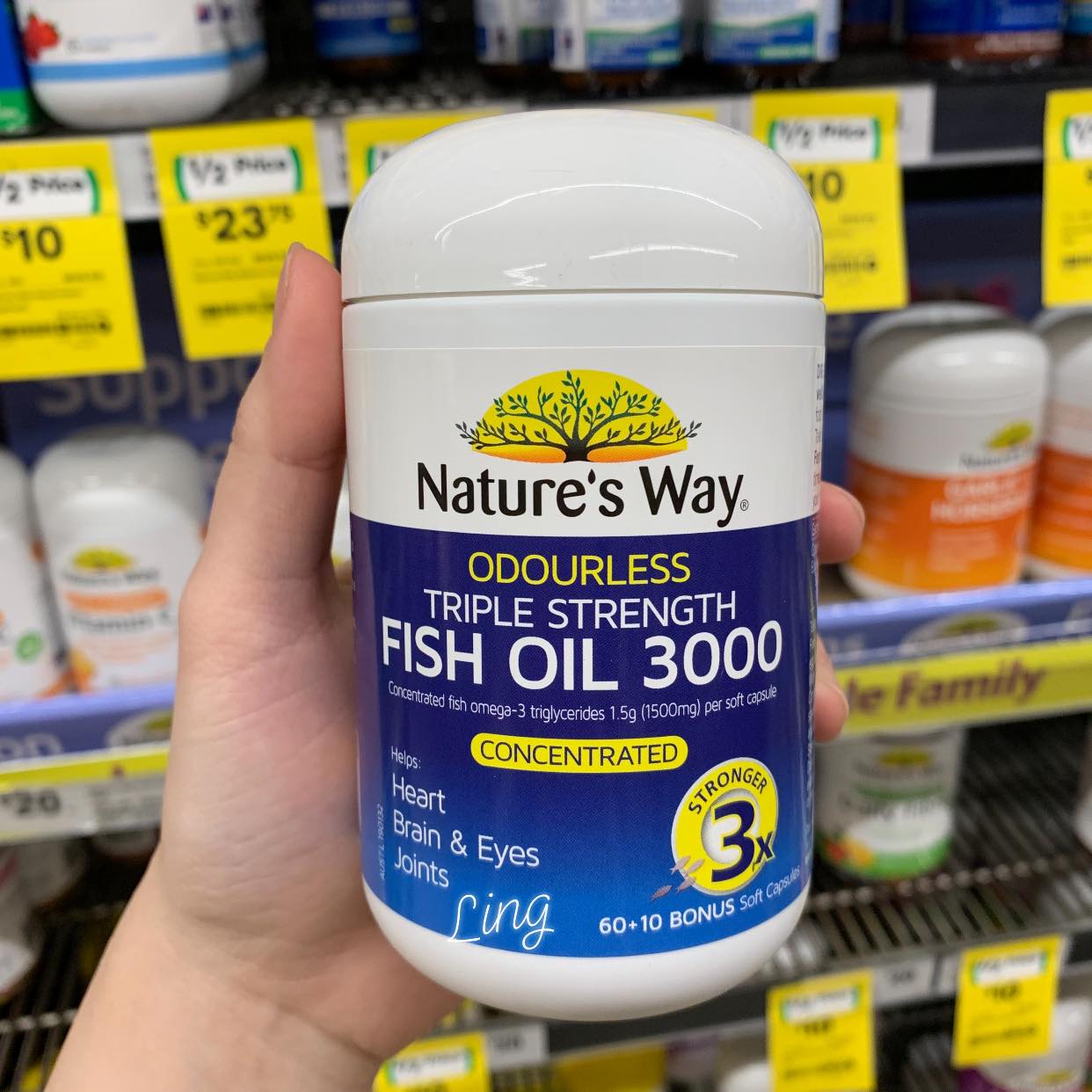 Dầu cá Nature’s Way ODourless Triple Strength Concentrated Fish Oil 3000mg