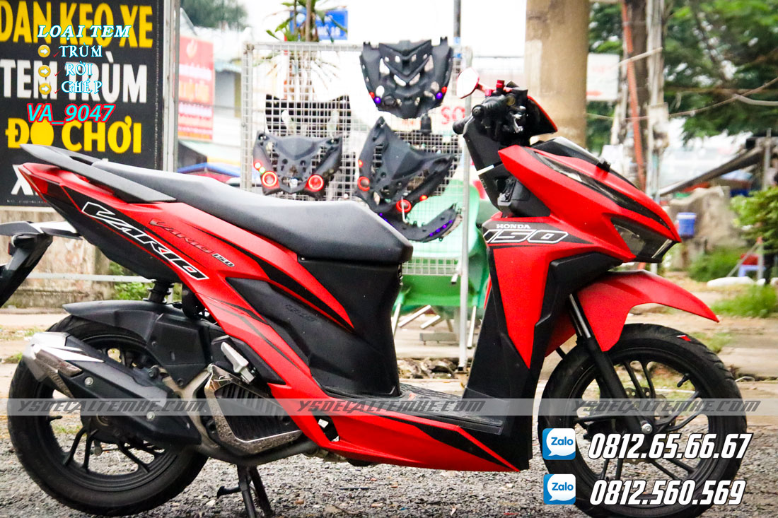 Tem trùm Vario đỏ đen nhám.có thể đổi màu