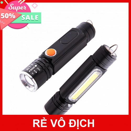 Sỉ ib giá siêu rẻ-đèn pin nhật bản - đèn pin mini đa năng bóng q5l siêu sáng có đèn trên thân - chế độ sạc usb zoom led