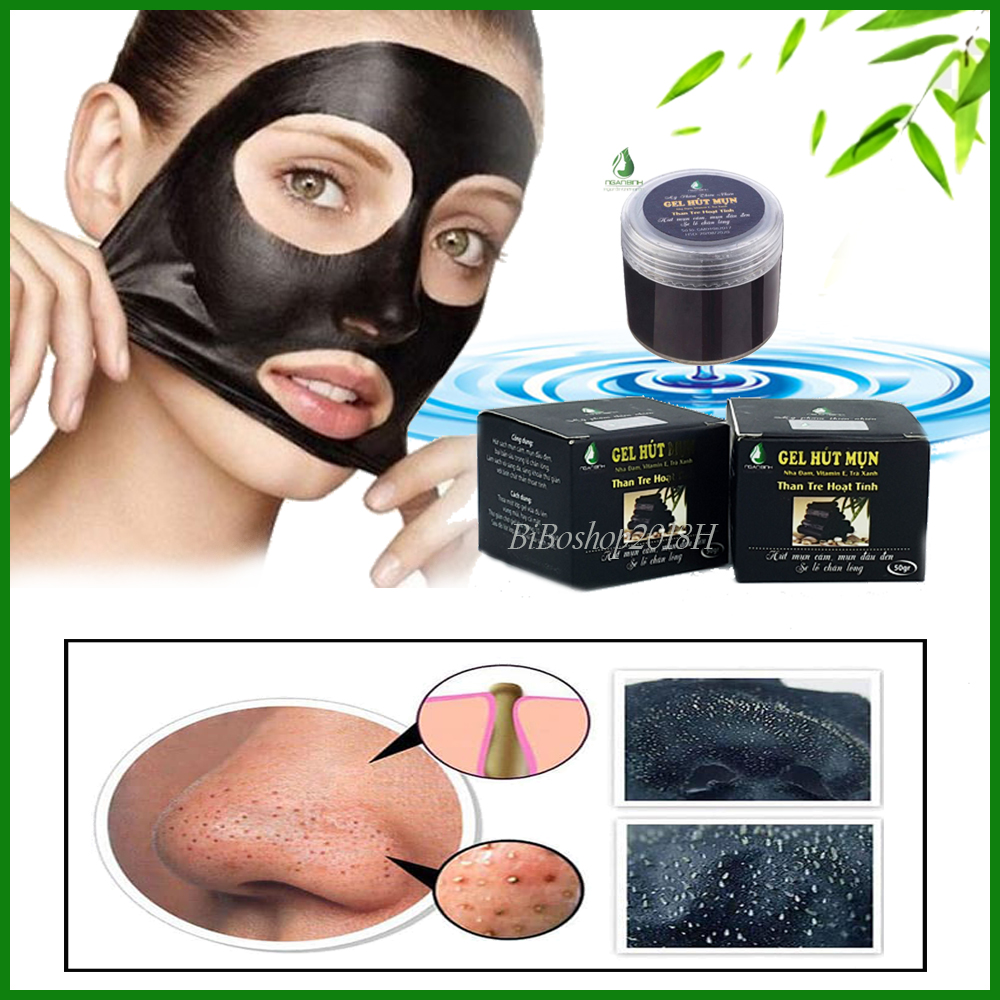 Gel Lột Mụn Than Tre Lột Sạch Mụn Cám Hộp 50g + Mua 2  Hộp Sẽ Tặng Cọ Quét Mặt Nạ Cán Hồng
