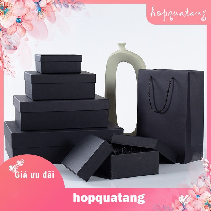 Hộp quà tặng hộp quà sinh nhật hộp quà to màu đen cao cấp