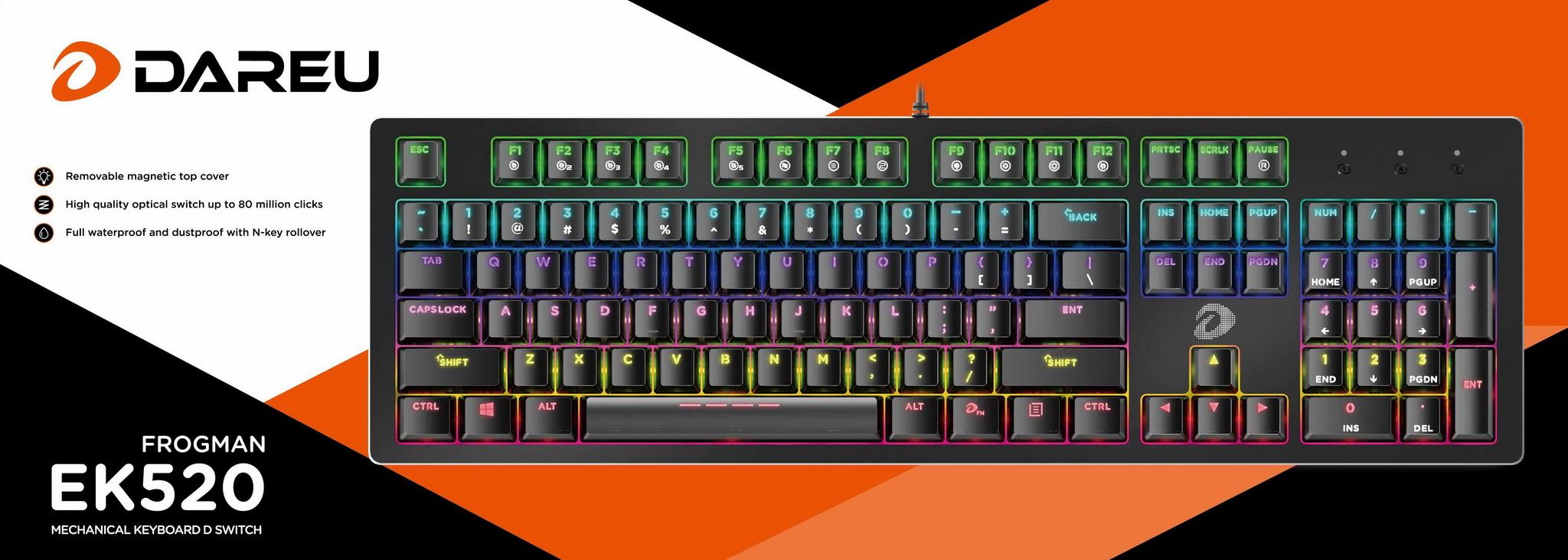 Phím cơ quang học gaming dareu ek520 - bảo hành 2 năm mai hoàng