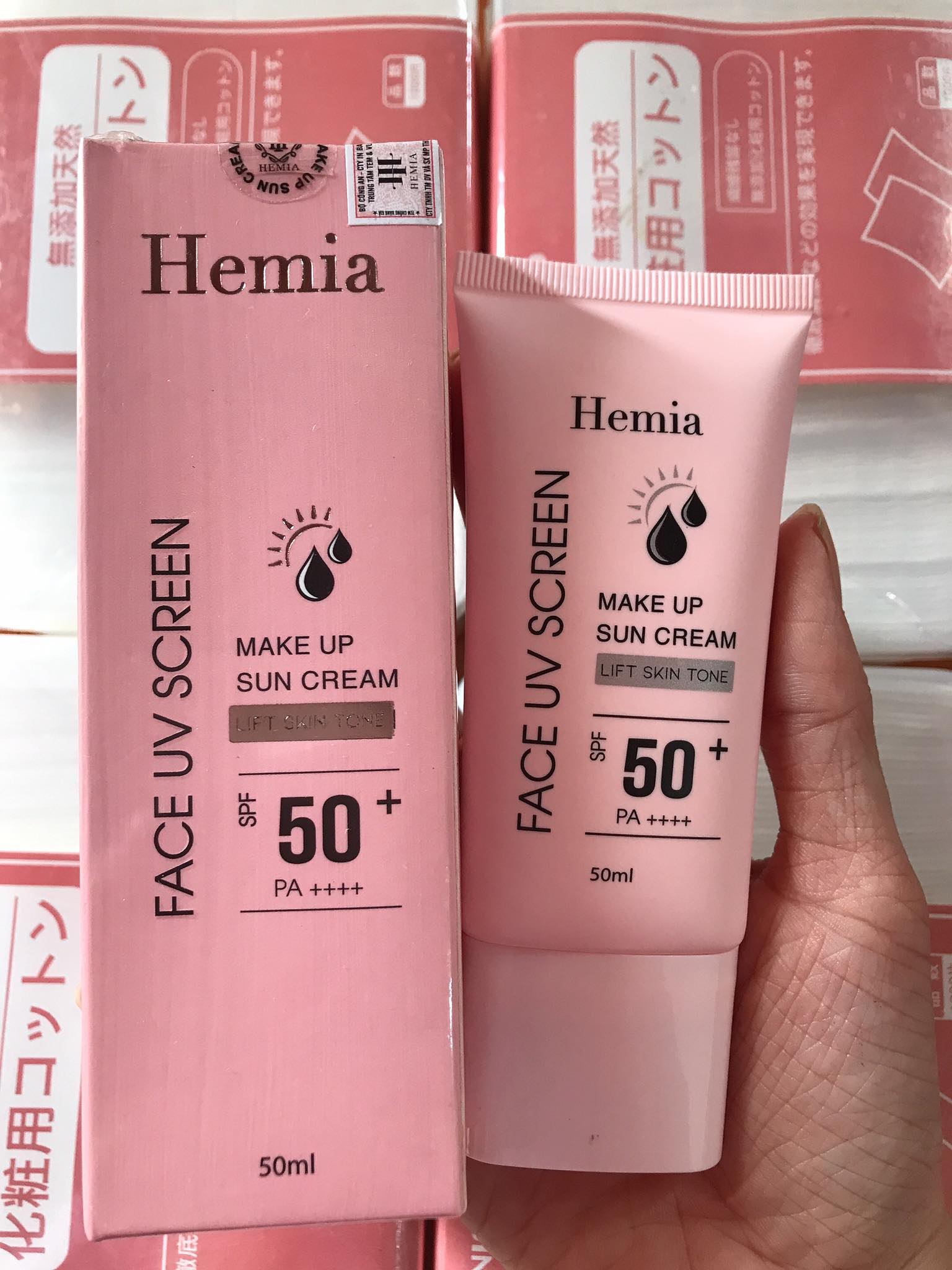 Kem chống nắng hemia makeup sun cream spf 50+