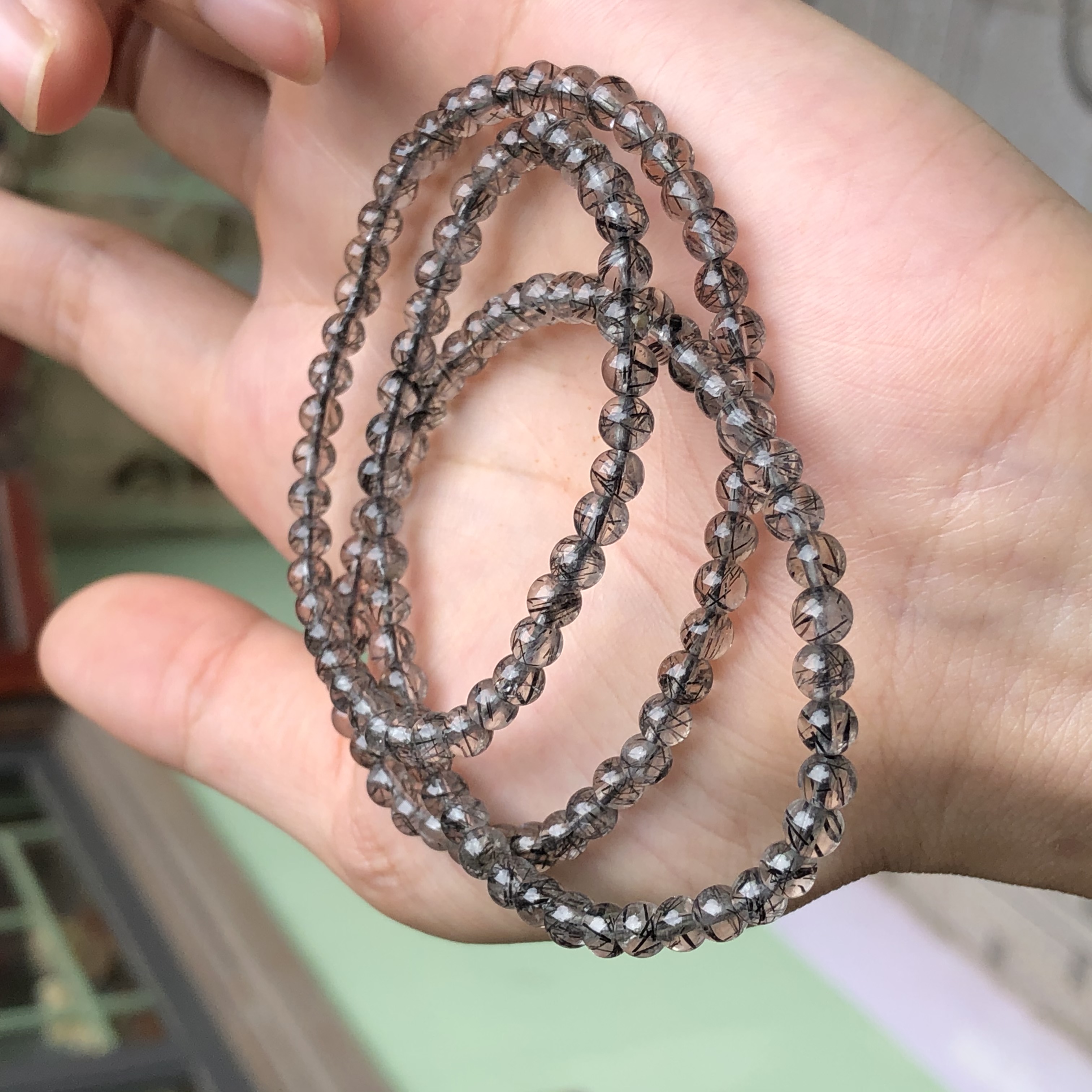 Vòng Tay Thạch Anh Tóc Đen quấn 3 vòng