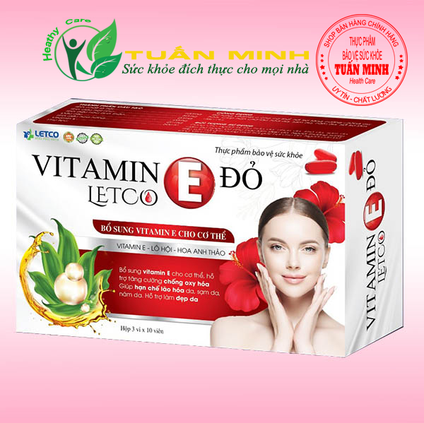 Vitamin E Đỏ Letco, hỗ trợ làm đẹp da, hạn chế lão hóa da