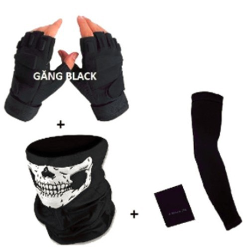 Combo đồ phượt Găng tay Black + KĐN + Găng đi nắng