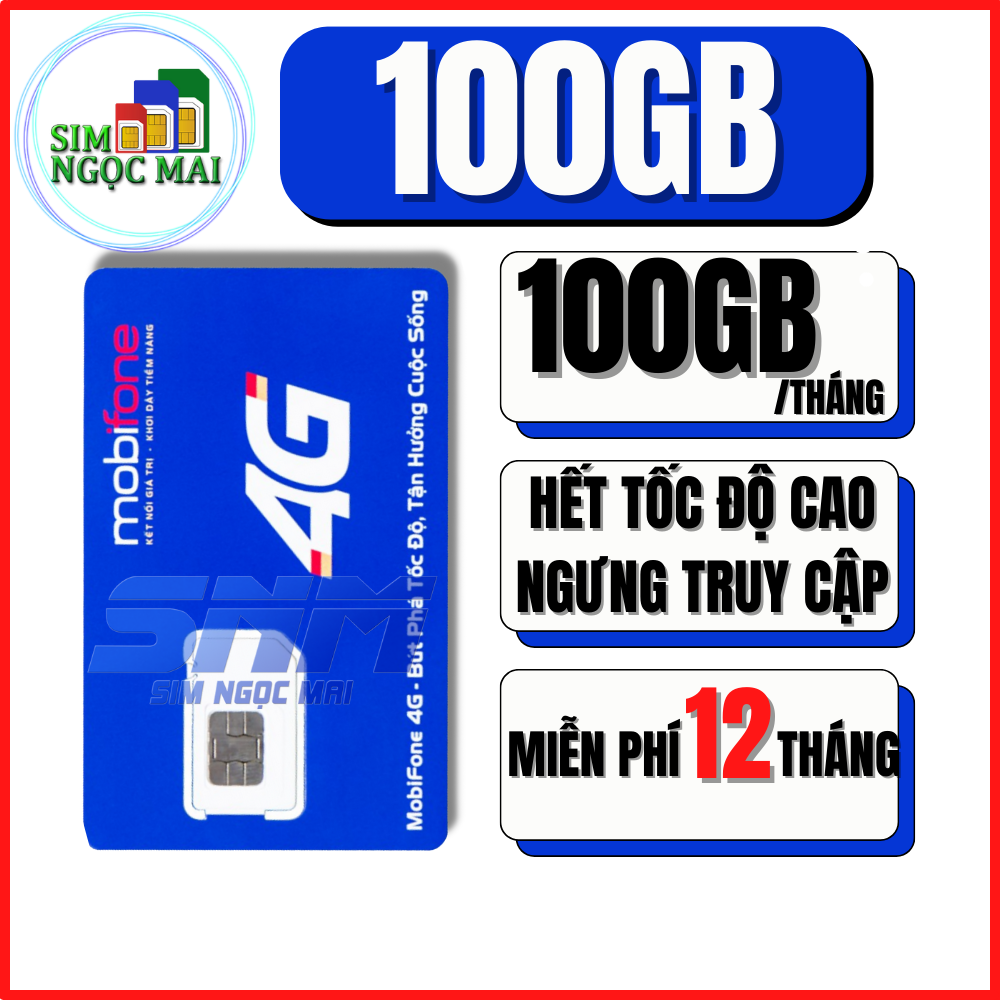 Sim 4G Mobifone 12MXH80 - 12MTD50 - MBIZ - 100GB - Trọn gói 1 Năm - Sim Ngọc Mai - CHƯA KÍCH HOẠT.