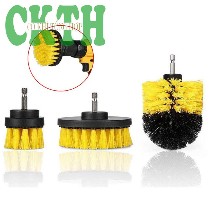 Bàn chải gắn máy khoan và máy bắn vít - bộ 3 bàn chải