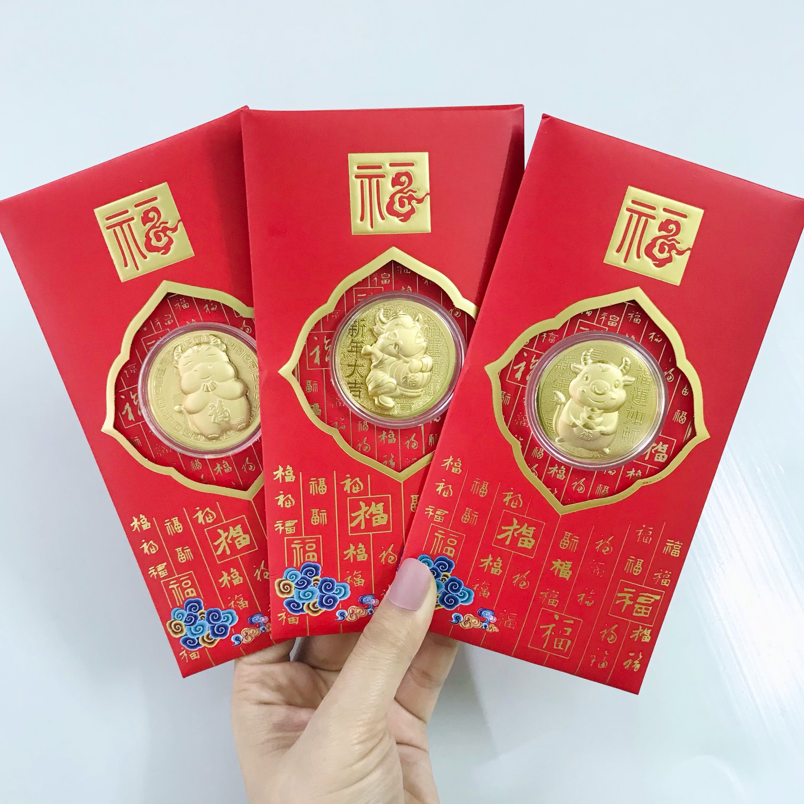 Bao Lì Xì Đồng Xu Con Trâu Cute Mạ Vàng làm quà tặng tiền lì xì độc lạ cho bạn bè và người thân nhân dịp năm mới 2021 Tân Sửu - SP005044