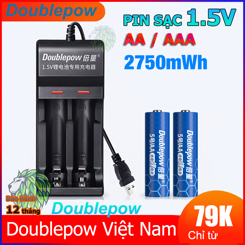 Bộ Sạc Pin 1.5V AA / AAA Doublepow Cao Cấp L151 - Bộ Sạc 2 Pin Tiểu AA / Pin Đũa AAA