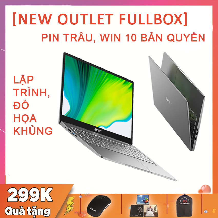[Trả góp 0%](NEW OUTLET) Acer Swift 3 2020 (SF314-42) Chuyên Thiết Kế, Lập Trình, Ryzen R5-4500U, RAM 8G, SSD NVMe 512G, VGA AMD Vega 6, Win 10 Bản Quyền, Pin Trâu