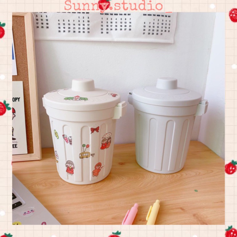 🎀THÙNG RÁC MINI TẶNG KÈM STICKER 🎀 Nhỏ Gọn Tiện Lợi Dành Cho Dân Văn Phòng Hoặc Để Bàn Học/Bàn Trang Điểm