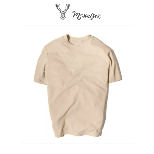 Áo Thun màu be Cổ Tròn MS.UNISEX vải Cotton co giãn dày dặn basic tay ngắn