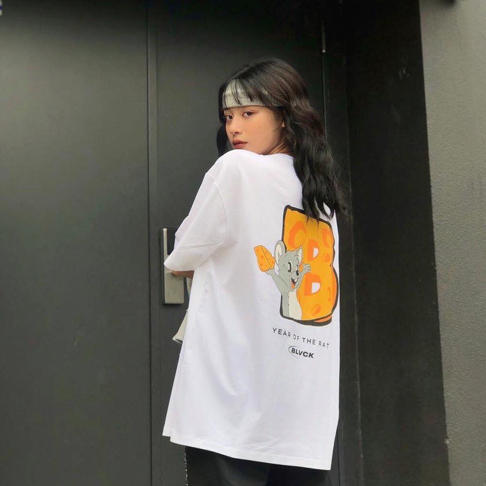 [XẢ HÀNG NGHỈ BÁN] Áo thun nam nữ unisex tay lỡ form rộng Year of The Rat BLVCK AT20-Trắng-One size