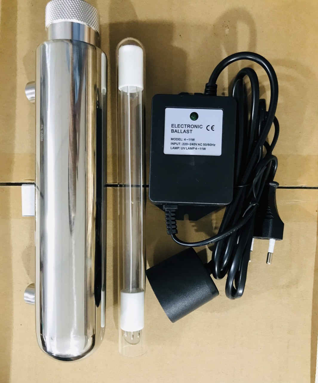 Bộ đèn UV 6w dùng cho máy RO + Ông thủy tinh đèn UV+ Bóng đèn UV 6W+