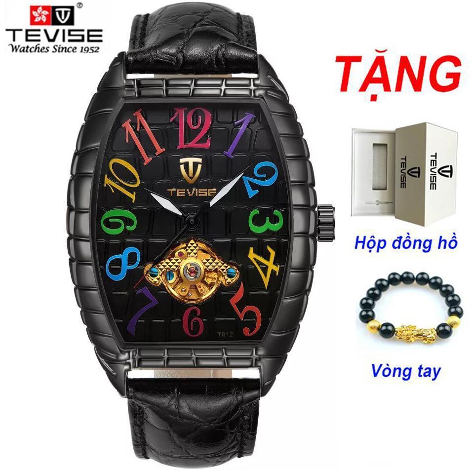 [TẶNG VÒNG] ĐỒNG HỒ NAM CHẠY CƠ TEVISE T812 DÂY DA CAO CẤP - KIỂU DÁNG ĐỘC LẠ