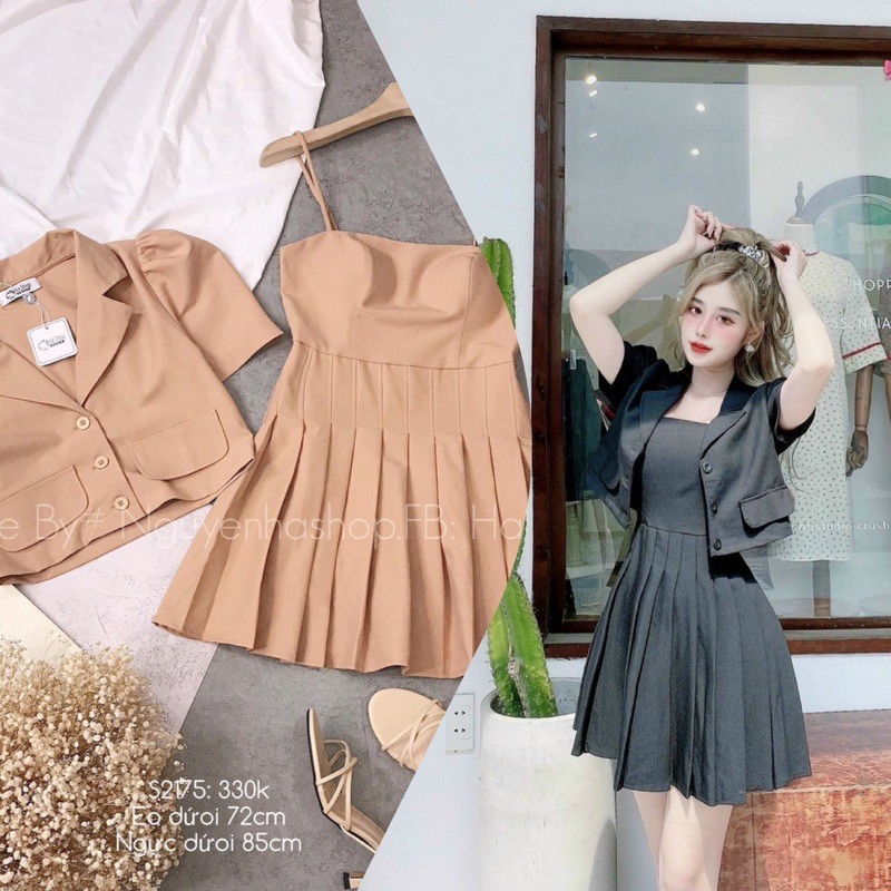 Áo vest + đầm xếp ly bigsize 60=>90