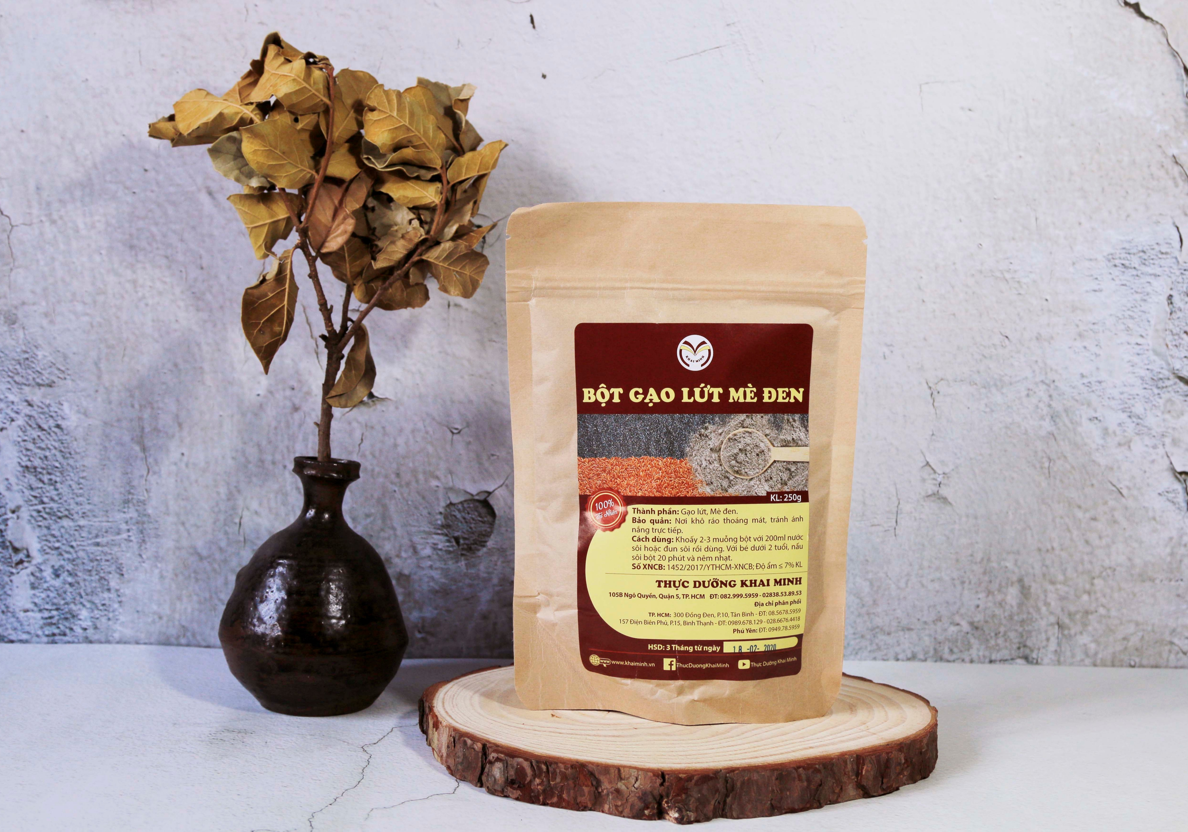 BỘT GẠO LỨT MÈ ĐEN - 250 GR - HỮU CƠ - THỰC DƯỠNG KHAI MINH