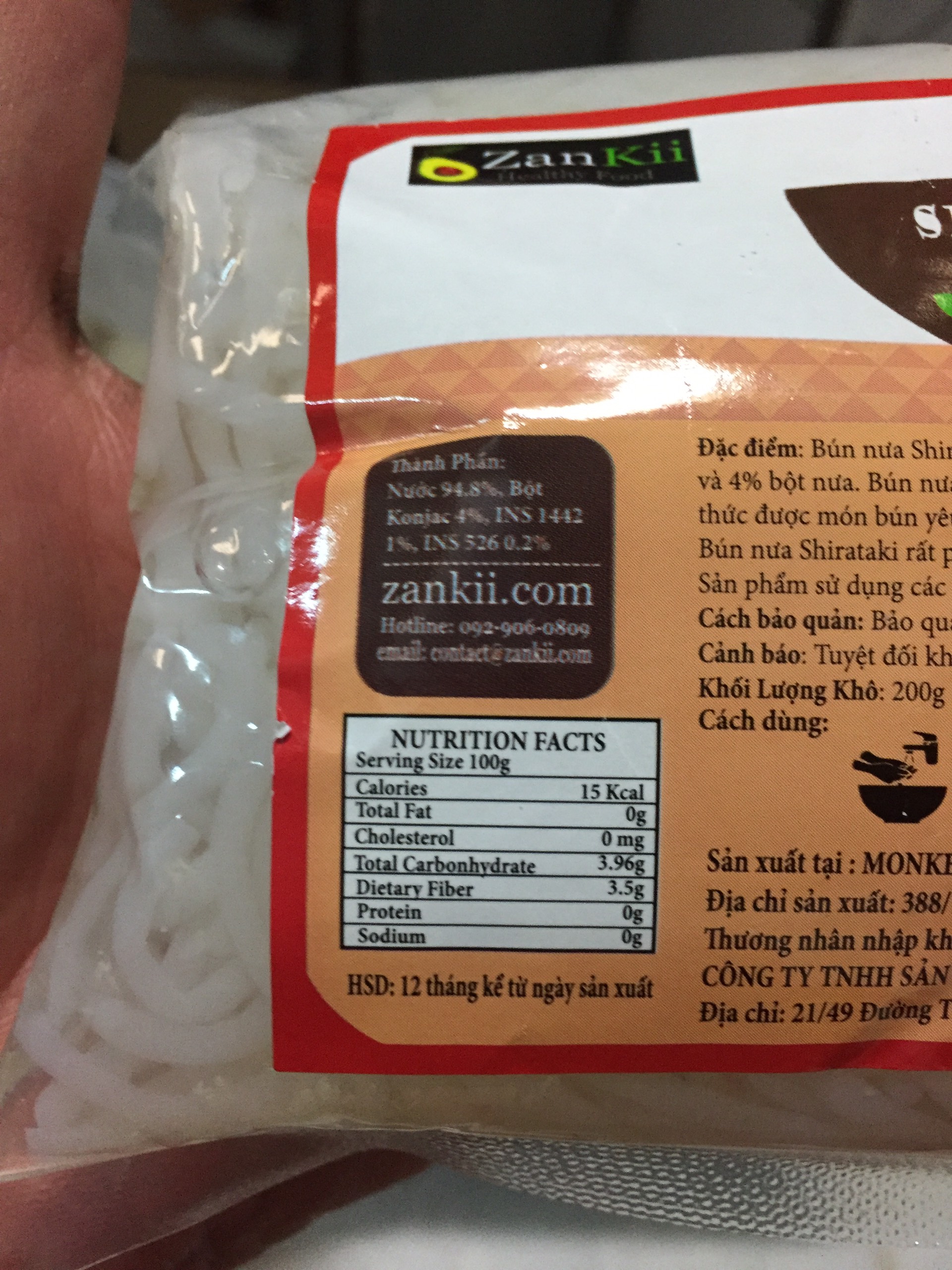 12 Gói Bún Keto Shirataki ZANKII Không Carb Ăn Kiêng Das (làm từ bột glucomannan trong củ nưa) 200g