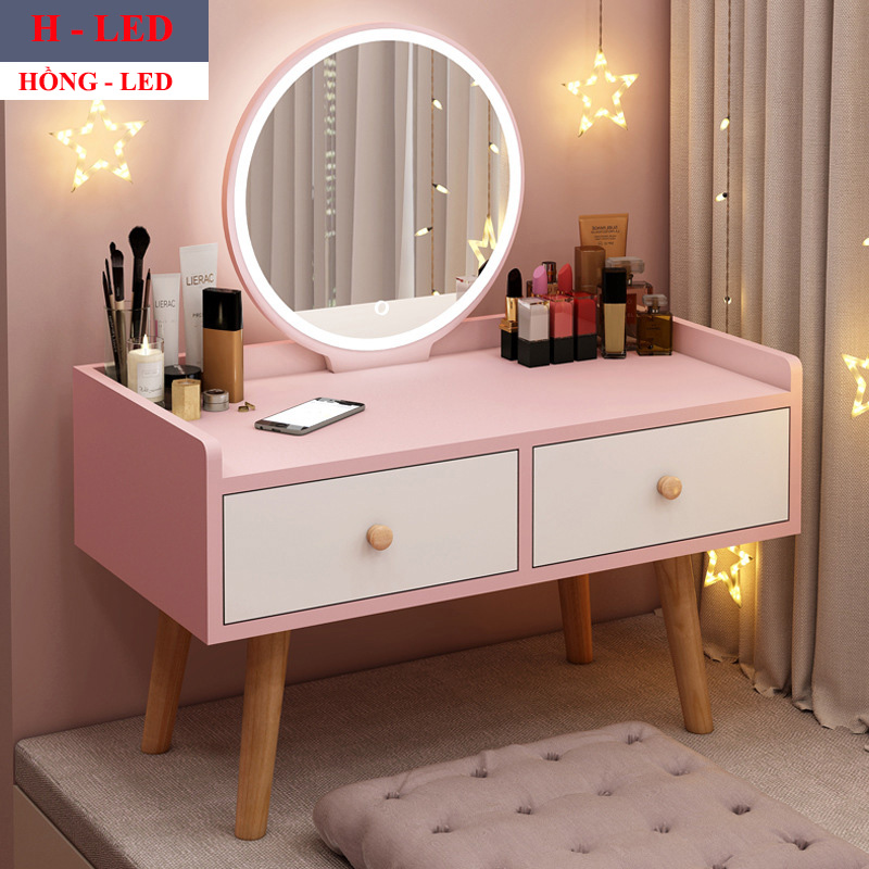 Bàn trang điểm ngồi bệt HOLI - AK05  Có gương LED cảm ứng, thiết kế tinh tế, hiện đại, kích thước (Dài x Rộng x cao): 60x40x76cm