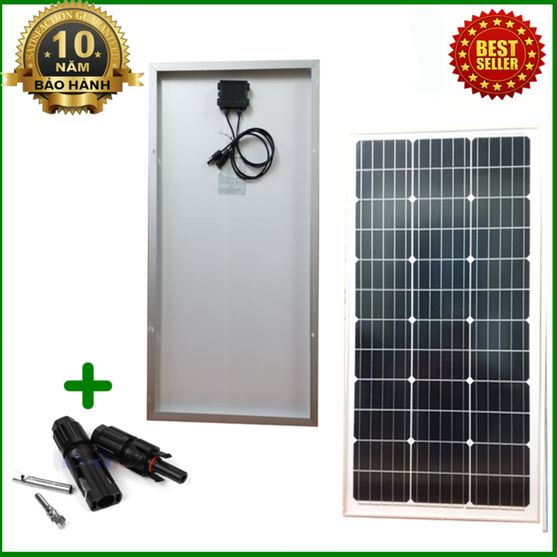 Tấm Pin năng lượng mặt trời đơn tinh thể Mono 80W tặng kèm kẹp bình acquy