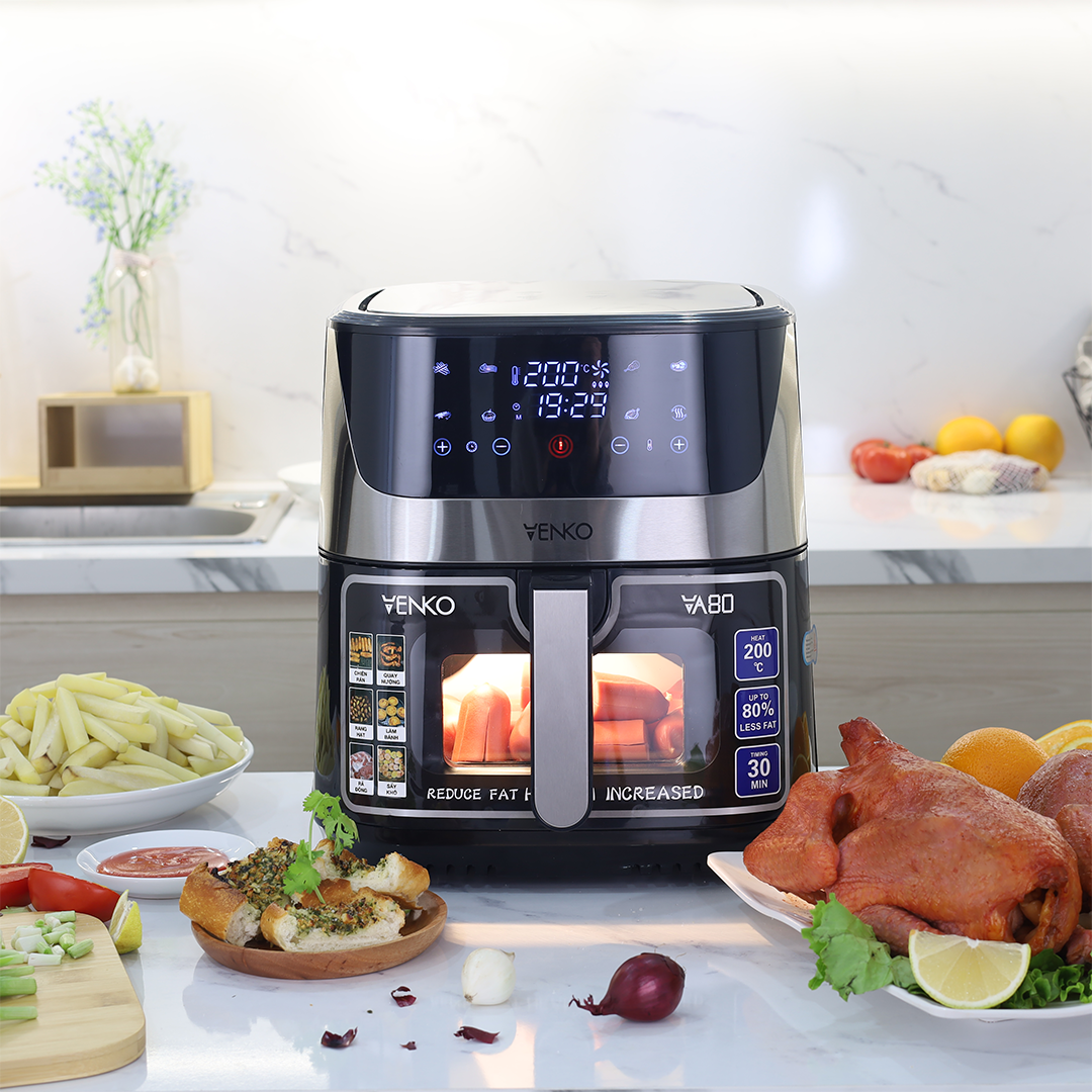 [ Ship Hỏa Tốc 2H HN ] NỒI CHIÊN KHÔNG DẦU VENKO Nhiều Dung Tích- AIR FRYER - THẾ HỆ MỚI - BẾP CHIÊN KHÔNG KHÍ - KHÔNG DẦU , KHÔNG MÙI, KHÔNG KHÓI