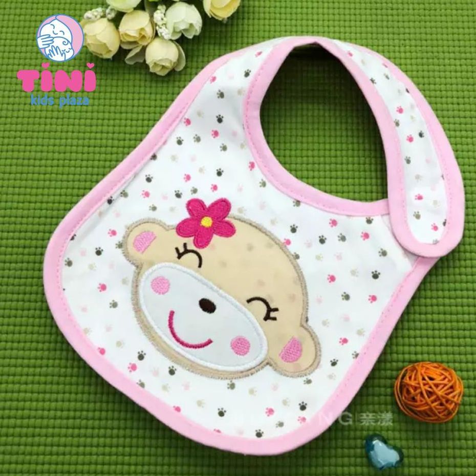 Yếm ăn dặm cài nút vải cotton cao cấp mềm mại và thấm hút tốt cho bé - TINI KIDS PLAZA