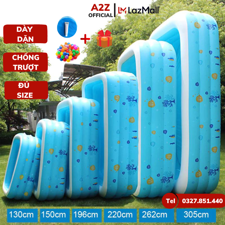 [TẶNG 05 BÓNG+KEO VÁ] Hồ Bơi Cho Bé 3 Tầng Loại 3M, 2M6, 2m1 và 1m8, 1M5, Bể Bơi Cho Bé, Bể Bơi Phao Trẻ Em Với Người Lớn,  Đáy Chống Trượt Dày Dặn, Thành Cao, Gấp Gọn