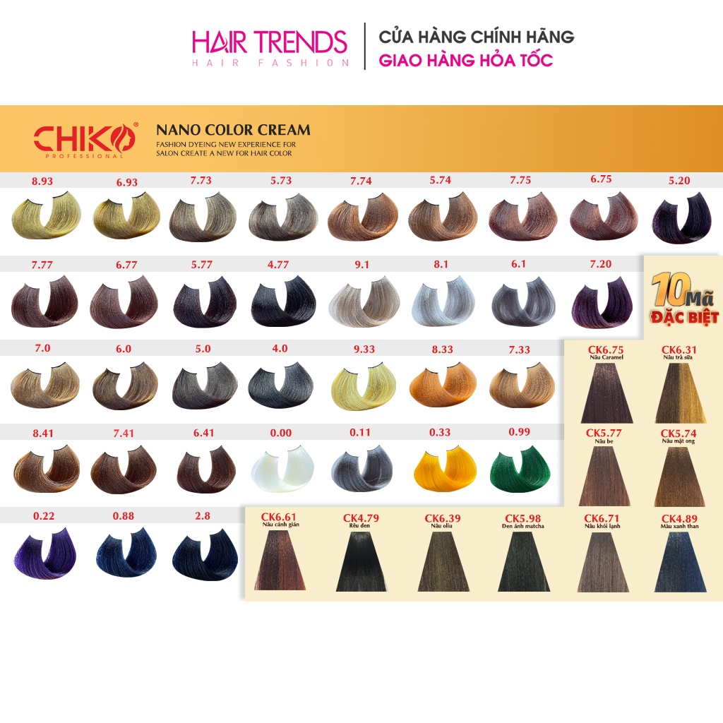 Thuốc nhuộm tóc CHIKO là sản phẩm chăm sóc tóc tuyệt vời của bạn. Với nhiều lựa chọn màu sắc thời trang và độ tin cậy cao, hãy chọn CHIKO để thay đổi phong cách tóc của mình. Hãy xem hình ảnh liên quan để tìm kiếm màu sắc phù hợp với bạn.