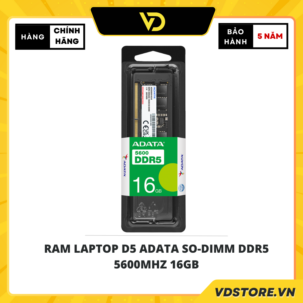 RAM LAPTOP ADATA SO-DIMM DDR5 5600MHZ 16GB - Hàng Chính Hãng