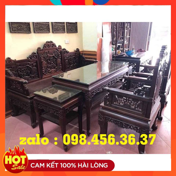 Bộ trường kỷ ngũ lân 6 món gỗ gụ