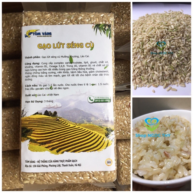[Mã 252FMCGSALE giảm 8  đơn 500K] 1kg gạo lứt trắng Séng Cù Tôm Vàng gạo lức dẻo ngon cơm tốt cho sức khỏe