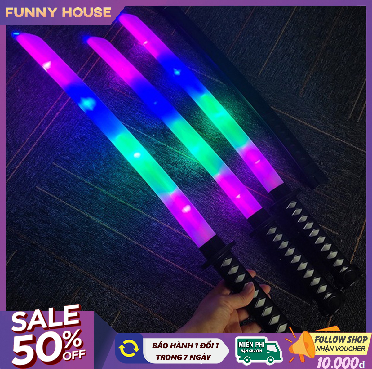 Đồ chơi kiếm nhựa Katana, kiếm phát sáng, đồ chơi kiếm katana nhựa có đèn và âm thanh