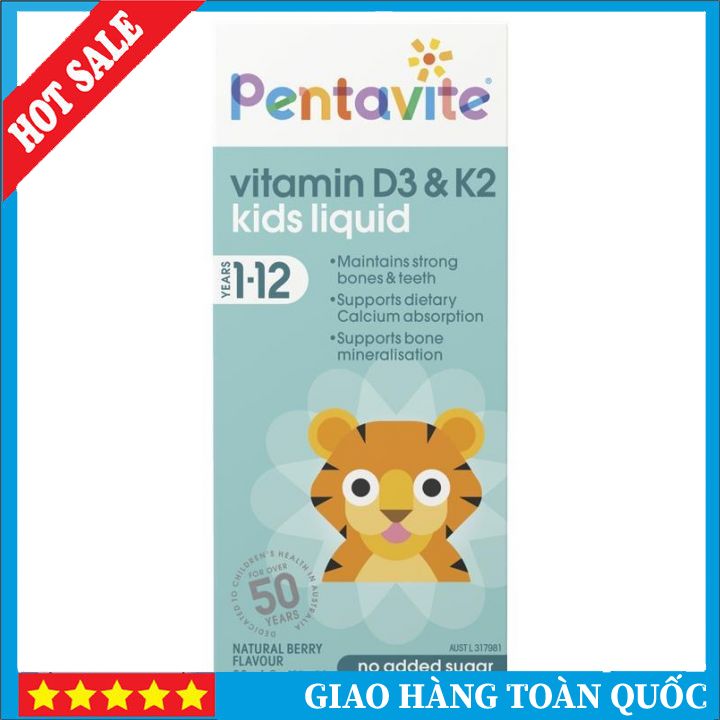 🍓chính hãng🍓 pentavite vitamin d3&k2 kids liquid 30ml cho bé từ 1-12 tuổi