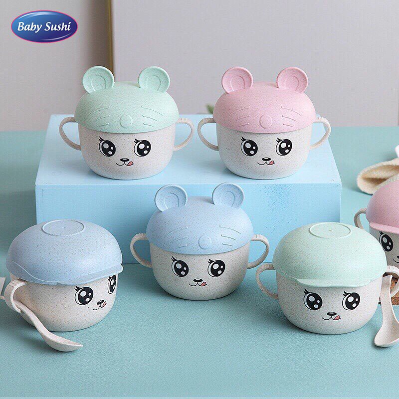 Bộ bát ăn dặm lúa mạch mickey, bát ăn dặm dễ thương cho bé