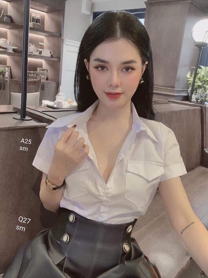 Áo Sơ Mi Nữ Cọc Tay 2 Túi, Áo Sơ Mi Tay Ngắn Phối Túi SM65