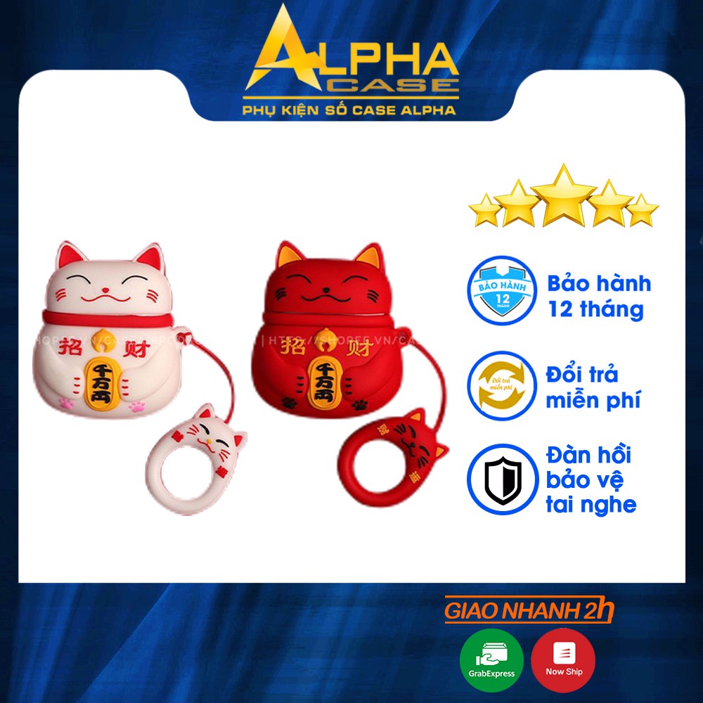 Vỏ Ốp Case Airpod 1 2 Pro Airpods Bảo Vệ Tai Nghe Không Dây Bluetooth I12 I12 Tws Hình Mèo Thần Tài - Casealpha