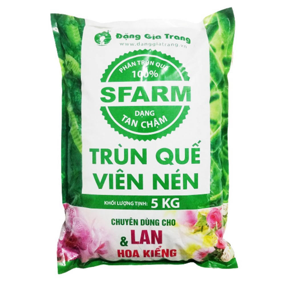 Trùn quế viên nén tan chậm sfarm chuyên dùng cho lan và các loại hoa kiểng cây trồng - bao 5 kg