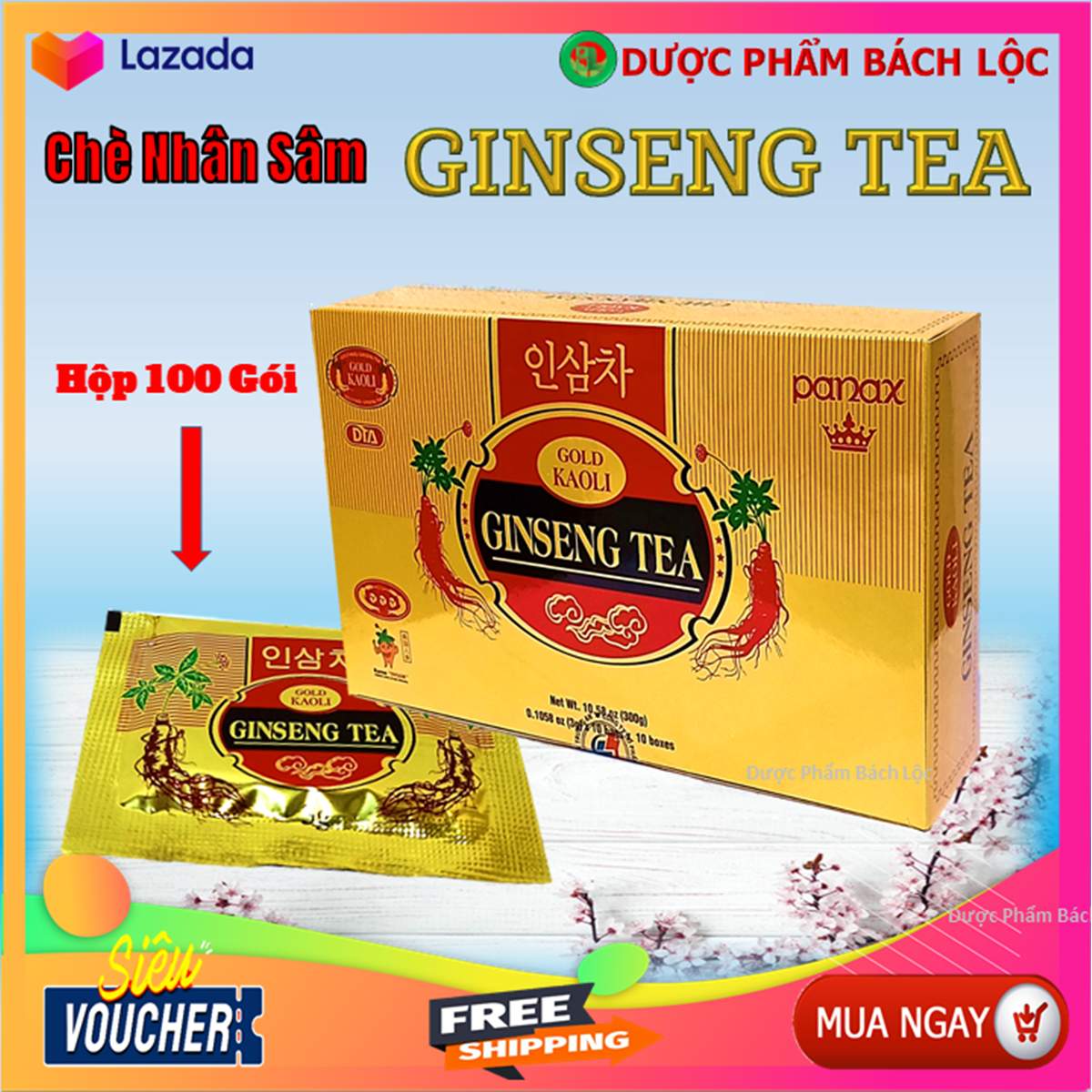 Trà Sâm GoldKaoli Hộp lớn 300g (100 gói x 3g)